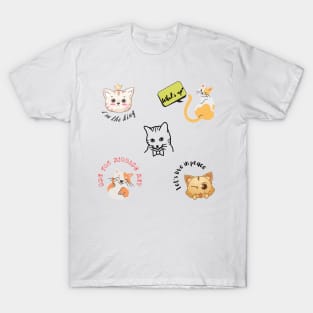 Cute Love Cat Pack Stickers T-Shirt